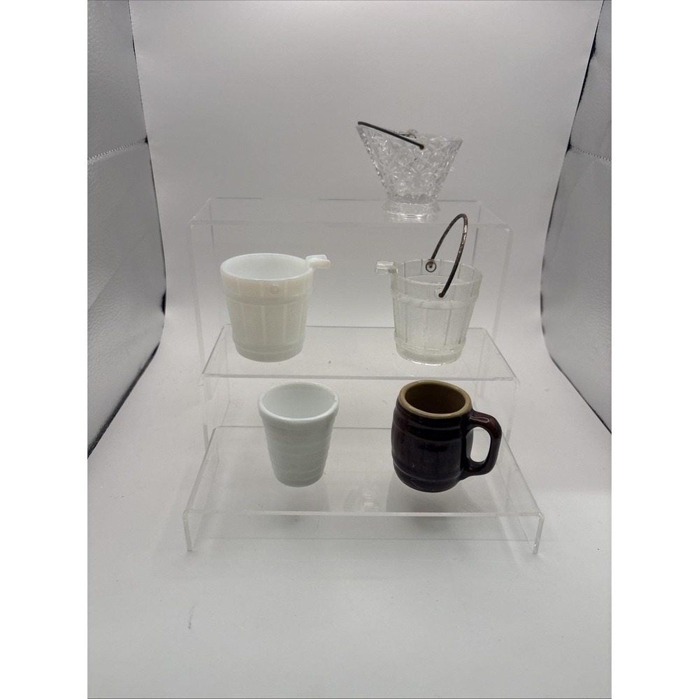 Vtg~Lot of 5~Glass/Milk Glass/Ceramic~Toothpick Holders~Basket & Barrels